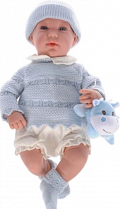 Мягкий пупс из серии Arias Elegance в голубой шапочке, плачет, 45 см. (Arias, Т11120)